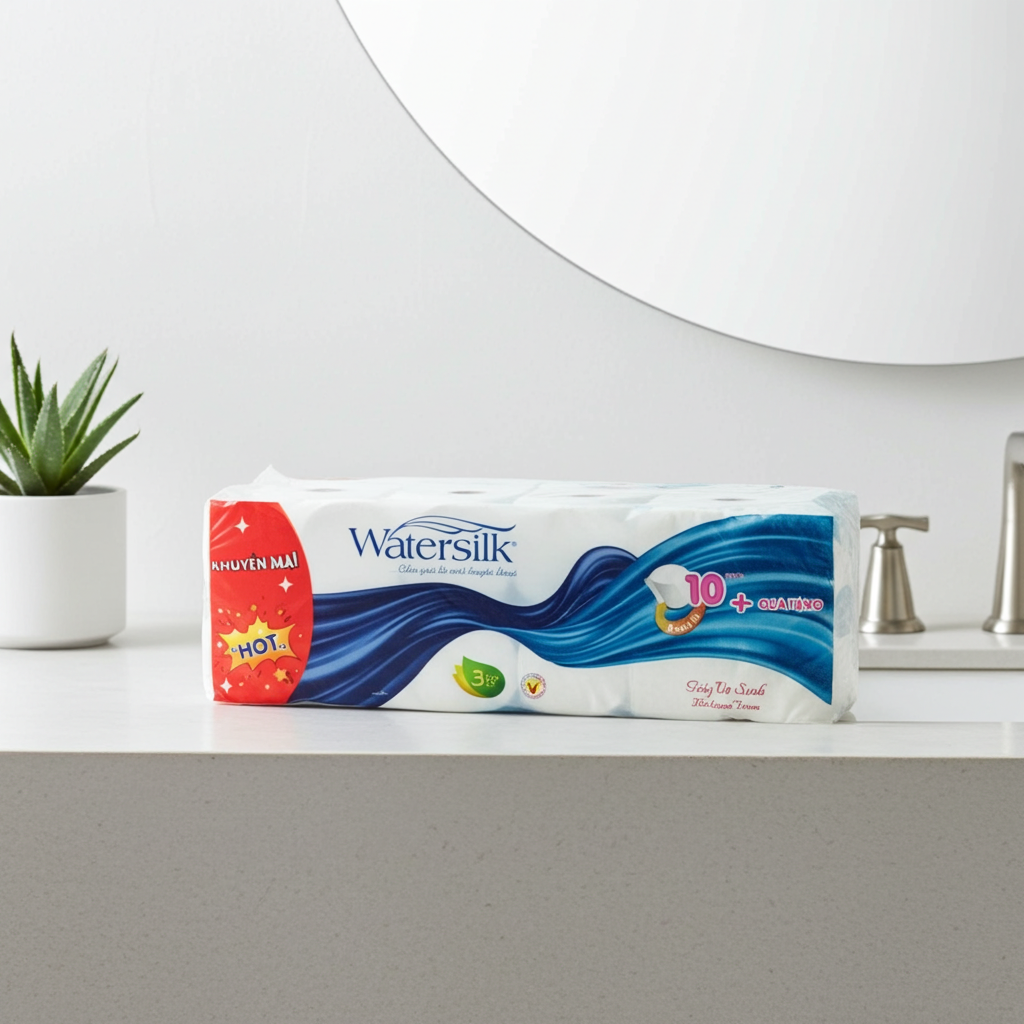 Giấy Vệ Sinh Watersilk 10 Cuộn Không Lõi